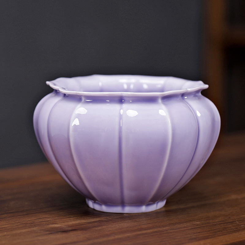 Vas ceramic pentru spălarea ceaiului, cu recipient pentru resturi de ceai și bazin de apă — set retro de accesorii pentru ceremonia ceaiului