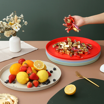 Tavă circulară din plastic, în stil nordic, pentru fructe, bomboane și fructe uscate; tavă de servire pentru ceai, pentru living, hotel sau restaurant; compatibilă cu microunde; personalizabilă