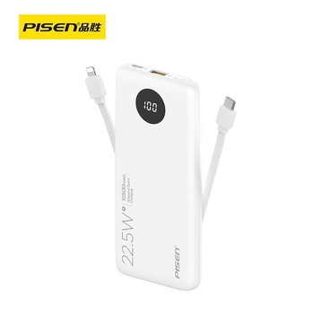 Pisen Power Bank με ενσωματωμένο καλώδιο, 10500mAh, 22.5W PD, υπερλεπτό και φορητό