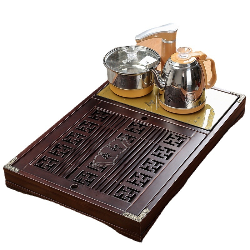 Set de ceai pentru casă, set complet pentru sufragerie cu masă de ceai în stil kung fu, alimentare automată cu apă și tavă de ceai cu atomizare, design minimalist