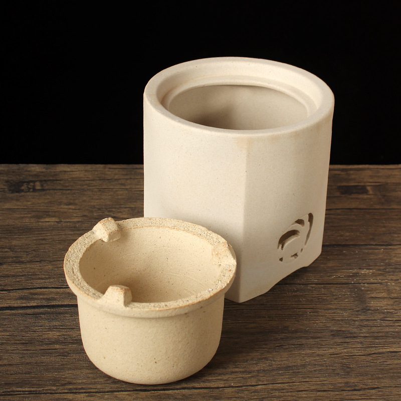 Set ceramic din lut alb, rezistent la căldură, pentru sobă cu cărbune, stil japonez, mâner lateral, glazură kiln