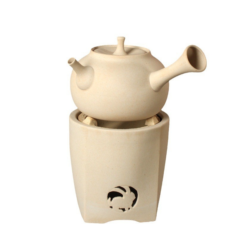 Set ceramic din lut alb, rezistent la căldură, pentru sobă cu cărbune, stil japonez, mâner lateral, glazură kiln