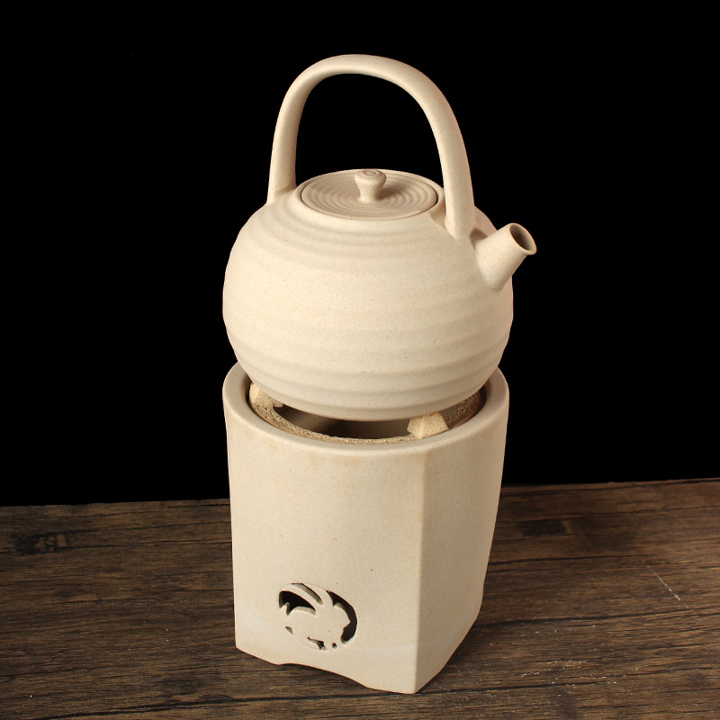 Set ceramic din lut alb, rezistent la căldură, pentru sobă cu cărbune, stil japonez, mâner lateral, glazură kiln