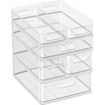 Organizator transparent pentru documente și papetărie de birou, cu sertare și opțiune de stivuire