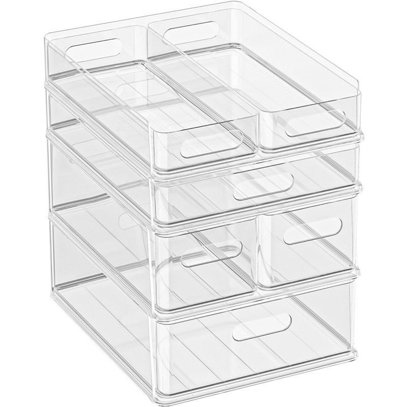 Organizator transparent pentru documente și papetărie de birou, cu sertare și opțiune de stivuire