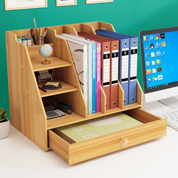Cutie mare de depozitare din lemn pentru birou, cu sertar, organizator DIY creativ pentru fișiere