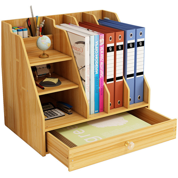 Cutie mare de depozitare din lemn pentru birou, cu sertar, organizator DIY creativ pentru fișiere