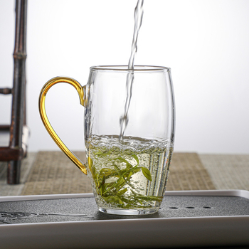 ceașcă de ceai verde din sticlă cu mâner, design Monkey Cup, ceașcă cu bază groasă