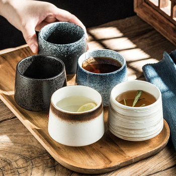 Ceașcă ceramică în stil japonez: simplă, creativă, vintage, pentru ceai, apă, matcha și cafea; pentru uz casnic și cafenea.