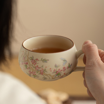 Set de ceai pentru o persoană - pentru călătorii, cu separare ceai-apă, ceașă de birou, oală de infuzie și ceașcă de cafea, personalizabil