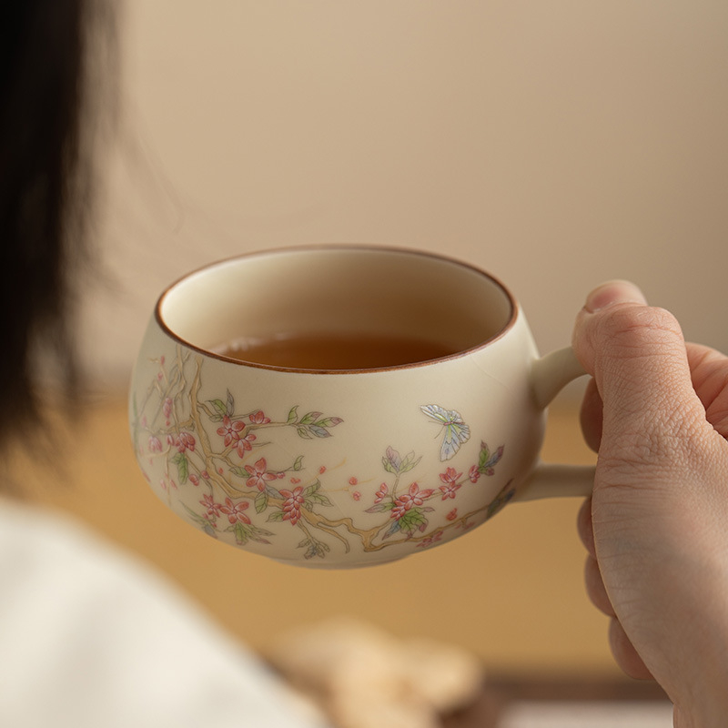 Set de ceai pentru o persoană - pentru călătorii, cu separare ceai-apă, ceașă de birou, oală de infuzie și ceașcă de cafea, personalizabil