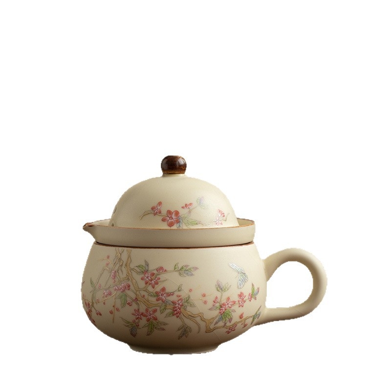 Set de ceai pentru o persoană - pentru călătorii, cu separare ceai-apă, ceașă de birou, oală de infuzie și ceașcă de cafea, personalizabil