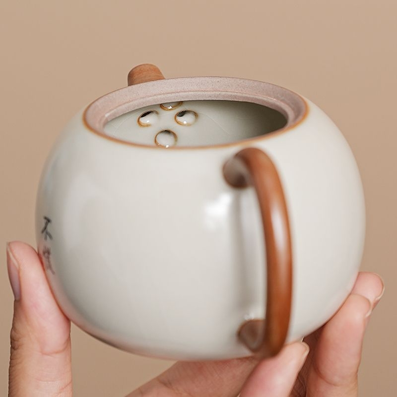 Set de ceai Ru Kiln Kung Fu: ceainic și două cești, pentru uz casnic, pentru o singură persoană, cutie cadou
