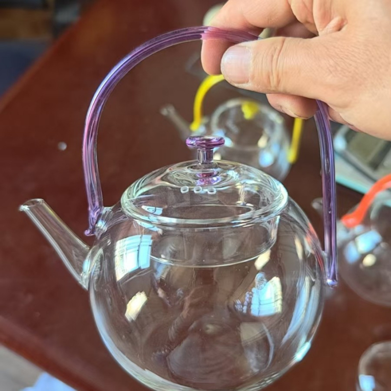 Ceainic din sticlă pentru uz casnic, cu separare ceai-apă, rezistent la temperaturi înalte, design modern