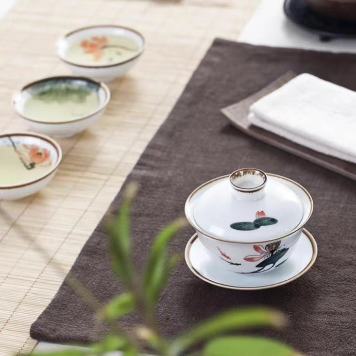 Runner Zen pentru masă de ceai, dublă față, din bumbac-lin, două nuanțe, stil rustic și elegant, design unic