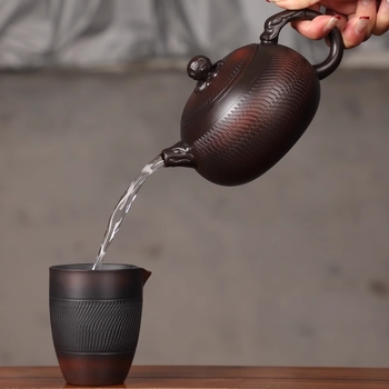 468 ml kézzel készített lila agyag teáskanna, Kung Fu tea készlet, nagy kapacitás