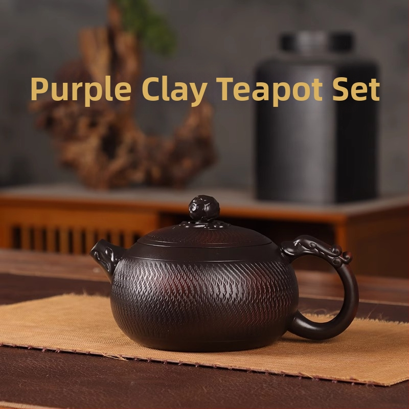 468 ml kézzel készített lila agyag teáskanna, Kung Fu tea készlet, nagy kapacitás
