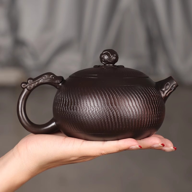 468 ml kézzel készített lila agyag teáskanna, Kung Fu tea készlet, nagy kapacitás
