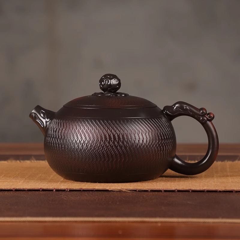 468 ml kézzel készített lila agyag teáskanna, Kung Fu tea készlet, nagy kapacitás