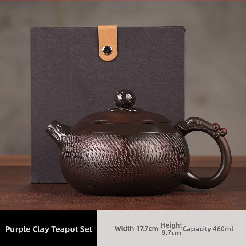 468 ml kézzel készített lila agyag teáskanna, Kung Fu tea készlet, nagy kapacitás