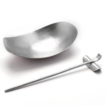 Set de ceai din tin pur, lucrat manual, 3 piese, lingură de ceai pentru ceremonia Gongfu, stil japonez