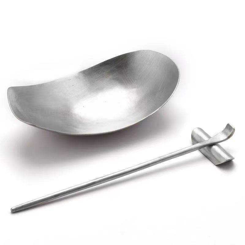 Set de ceai din tin pur, lucrat manual, 3 piese, lingură de ceai pentru ceremonia Gongfu, stil japonez
