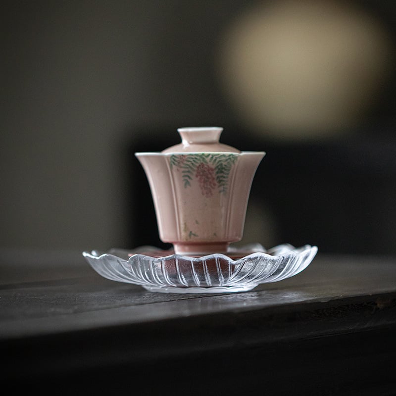 Moji set ceramic în stil vintage pentru ceremonia Gongfu: bază pentru ceainic, suporturi pentru ceai, suporturi pentru cești și suport din sticlă pentru infuzare uscată