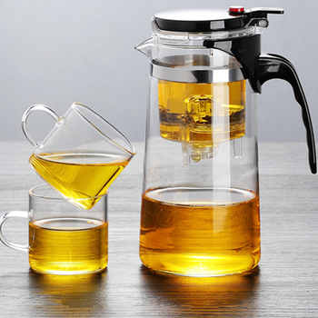 Ceainic Piaoyi Cup cu interior detașabil, 950 ml, sticlă borosilicată, stil simplu