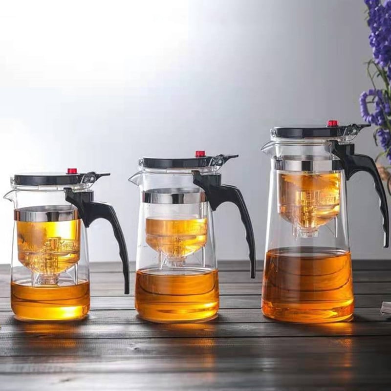 Ceainic Piaoyi Cup cu interior detașabil, 950 ml, sticlă borosilicată, stil simplu