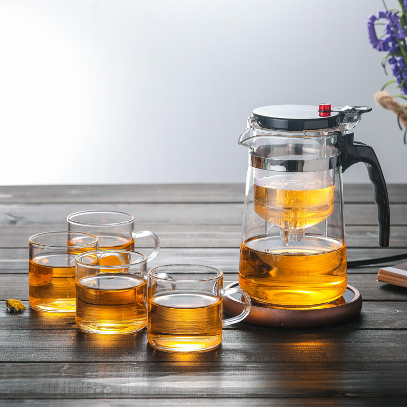 Ceainic Piaoyi Cup cu interior detașabil, 950 ml, sticlă borosilicată, stil simplu