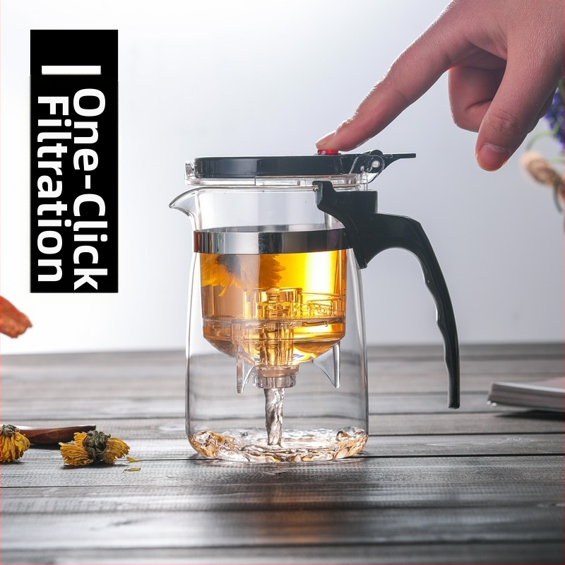 Piaoyi Cup čajník s odnímateľným vnútorným dielom, 950 ml, borosilikátové sklo, jednoduchý štýl