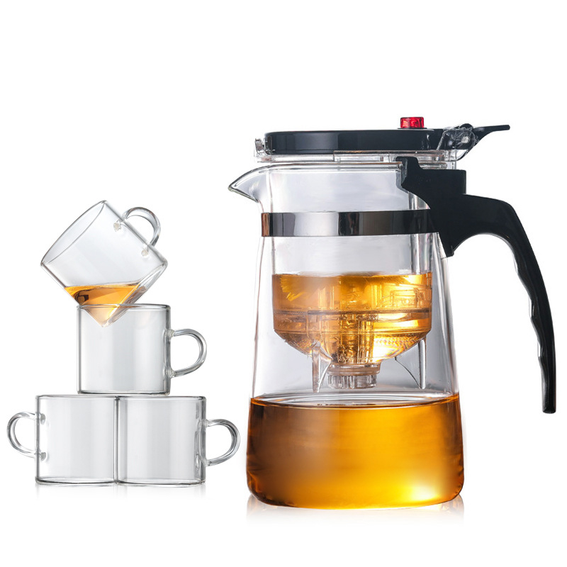 Ceainic Piaoyi Cup cu interior detașabil, 950 ml, sticlă borosilicată, stil simplu