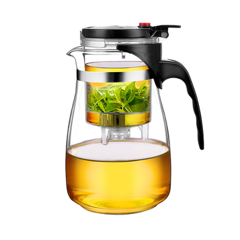 Ceainic din sticlă cu filtru la un singur buton, ceai de flori, cadou în cutie colorată, imprimare logo disponibil