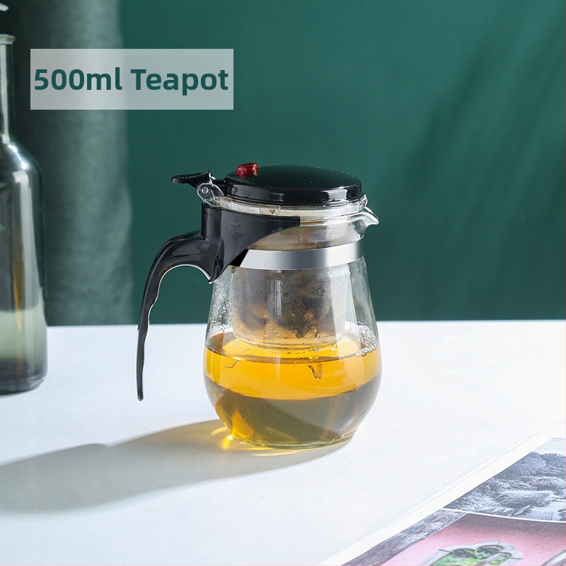 Sklenený čajník s filtrom na jedno tlačidlo, kvetový čaj, darček v farebnej škatuľke, možnosť potlače loga