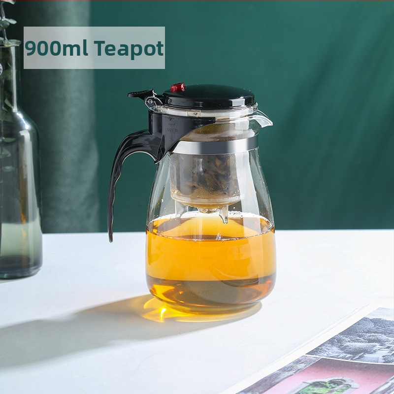 Sklenený čajník s filtrom na jedno tlačidlo, kvetový čaj, darček v farebnej škatuľke, možnosť potlače loga