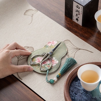 Foarfecă pentru ceai cu ciucuri, stil chinezesc, din oțel inoxidabil – accesorii pentru ceremonia ceaiului