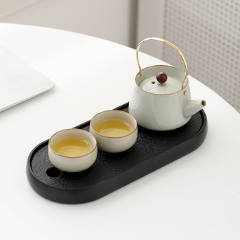 Set de Ceai Kung Fu: o oală de ceai și două cești, porțelan, tavă pentru ceai, stil modern minimalist