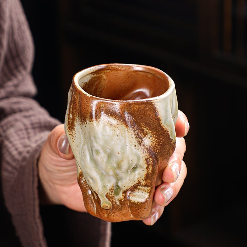 Ceașcă mare de ceai, stil japonez, ceramică brută – pentru degustare de ceai, apă și cafea