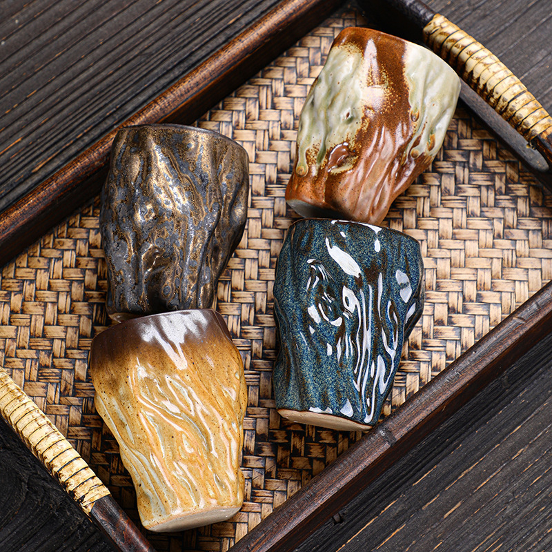 Ceașcă mare de ceai, stil japonez, ceramică brută – pentru degustare de ceai, apă și cafea