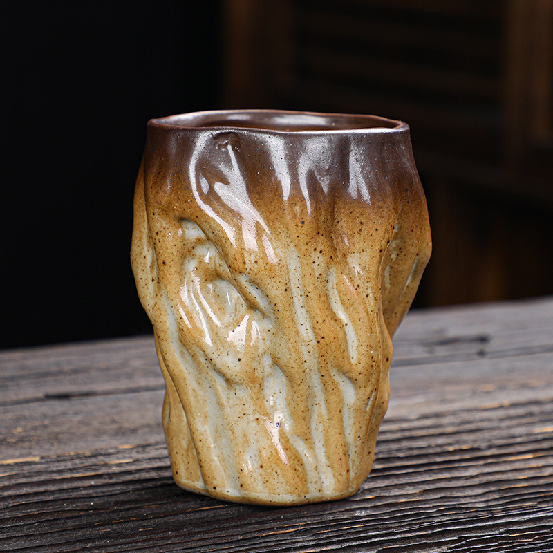 Ceașcă mare de ceai, stil japonez, ceramică brută – pentru degustare de ceai, apă și cafea