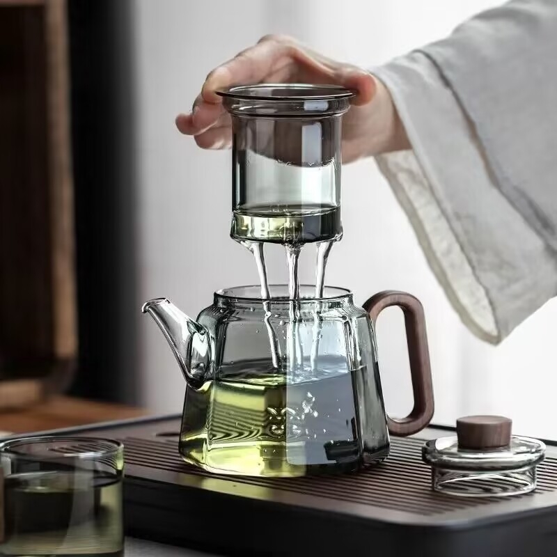 Ceainic din sticlă, rezistent la temperaturi înalte, infuzor de ceai pentru separare, set de ceai pentru uz casnic, compatibil cu plita ceramică electrică