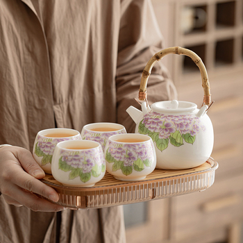 Ceainic mare din porțelan Jad de lapte, set Gongfu de ceai pentru 2–4 persoane