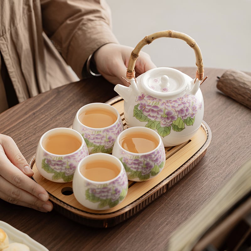Ceainic mare din porțelan Jad de lapte, set Gongfu de ceai pentru 2–4 persoane