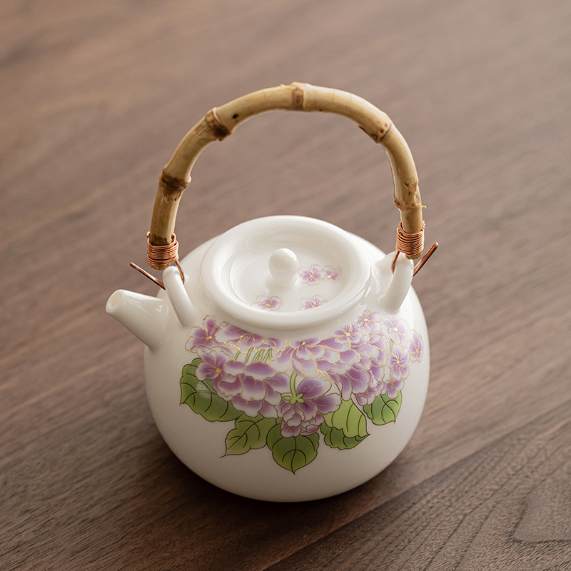 Ceainic mare din porțelan Jad de lapte, set Gongfu de ceai pentru 2–4 persoane