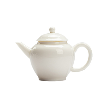 Ceainic ceramic pentru infuzie cu separare apă-ceai, porțelan alb, set de ceai Miyan