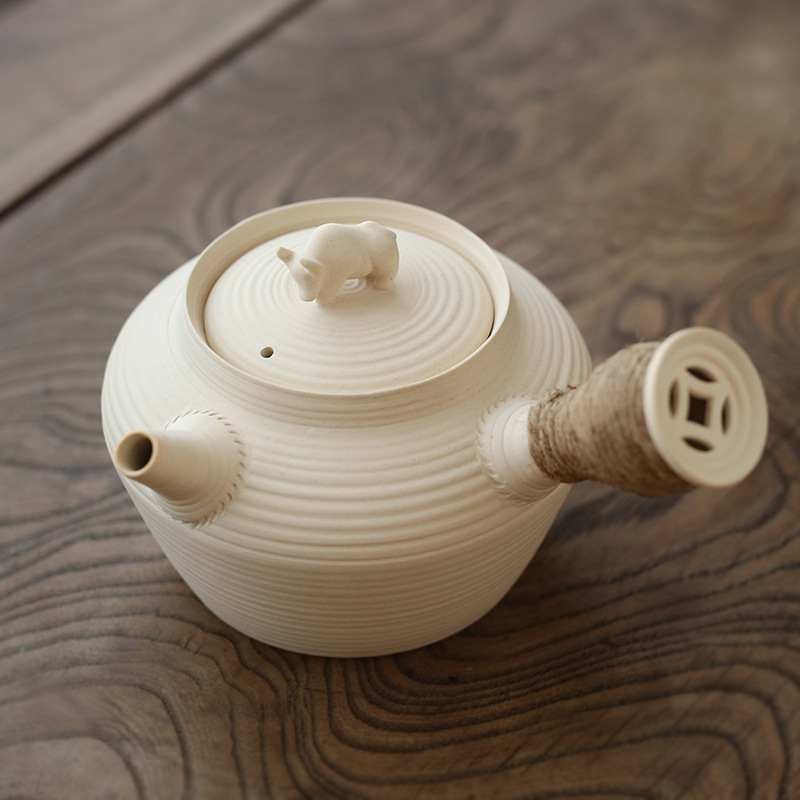 Ceainic din lut alb pentru Gongfu Cha Chaoshan, cu plită ceramică electrică