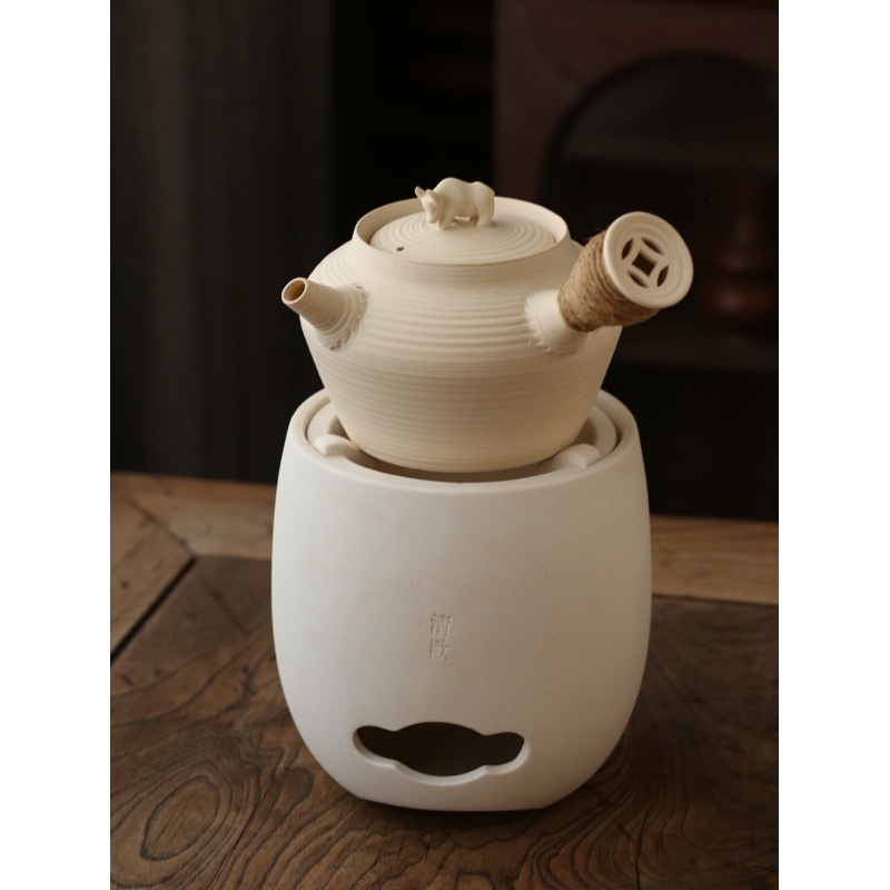 Ceainic din lut alb pentru Gongfu Cha Chaoshan, cu plită ceramică electrică