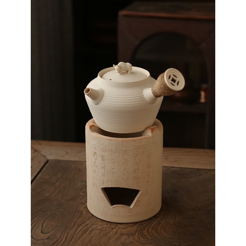 Ceainic din lut alb pentru Gongfu Cha Chaoshan, cu plită ceramică electrică