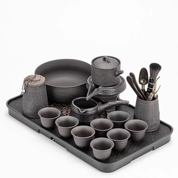Set Gongfu de ceai din ceramică, cu ceainic, cești și tavă melamină