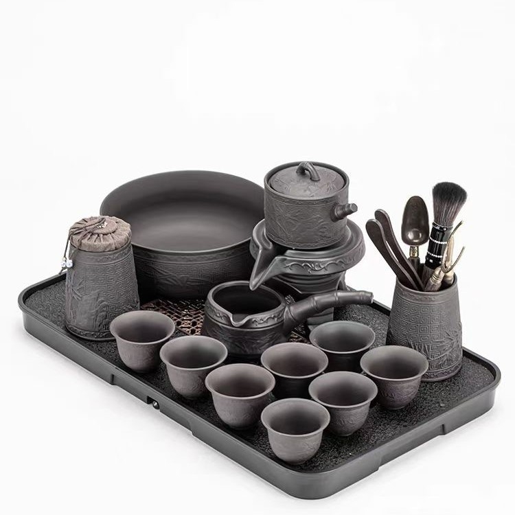Set Gongfu de ceai din ceramică, cu ceainic, cești și tavă melamină